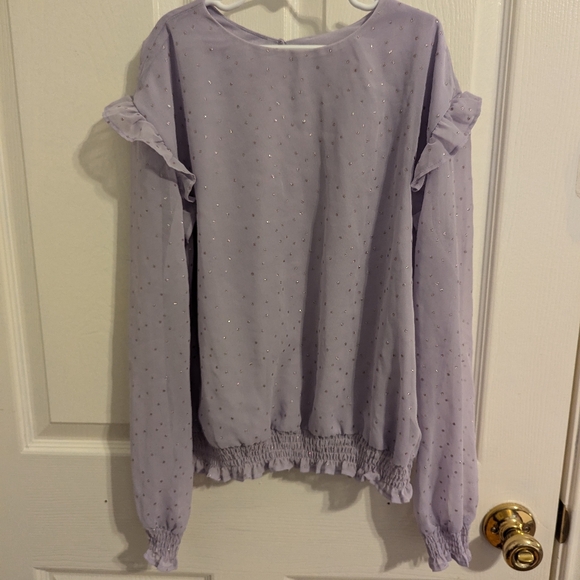 ✨5/$20✨ H&M Girl's Long Sleeve Purple Sequence Blouse Top - Picture 2 of 14